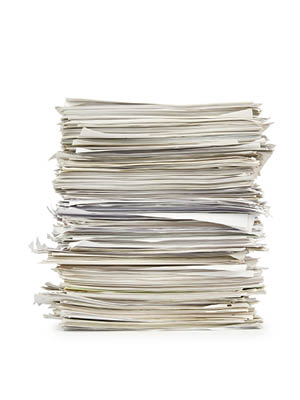 A picture of a pile of old documents
