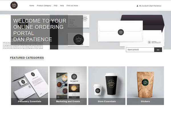 Screen shot showing home page of marketing portal